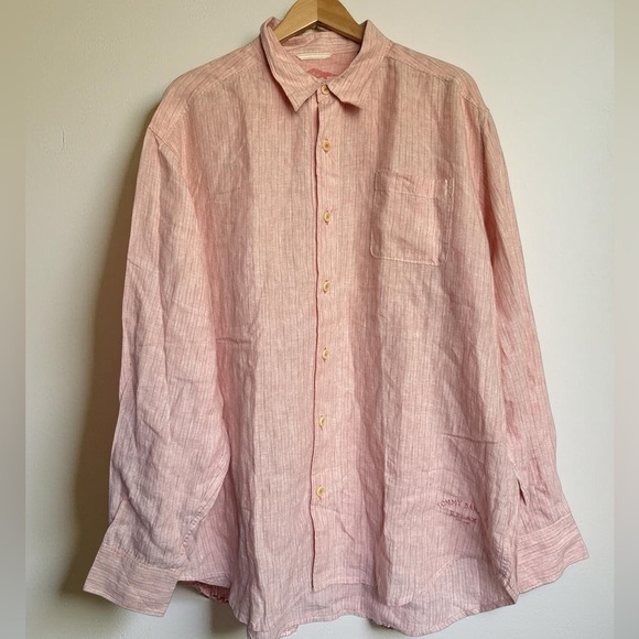 Tommy Bahama Other - Tommy Bahama Pink Linen Long sleeve button up Sz XL